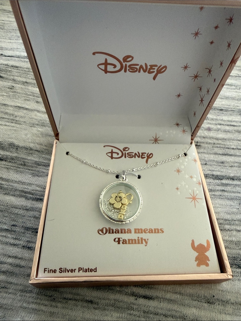 Disney Two-Tone 'Ohana Means Family' Pendant Necklace - Gold & Silver